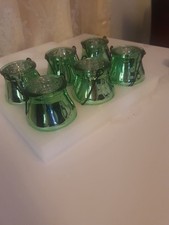 Set of 6 Green Mercury Glass Hanging Votive Tealight Candle Holders