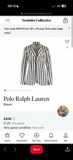 Polo Ralph Lauren Women’s Striped Tweed Cotton Lined Blazer Crest S