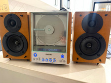 Sony CMT-EX1 Compact Shelf Stereo System Vertical Load CD AM/FM Silver/Wood