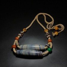 Tibetan Pure Natural Old Agate Dzi  2Pcs*Sky Eyes* Beads Necklace J0701