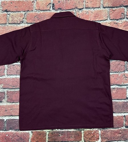 Vintage PENNEYS TOWNCRAFT Burgundy Wool Loop Collar Button Shirt Medium 50s 60s - Picture 4 of 11