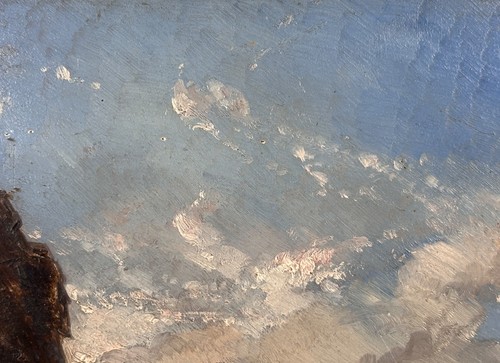 LOUIS THIÉNON Tableau ancien Paysage Animé NORMANDIE GRANVILLE BAIGNEUR 1847 - Photo 6/15