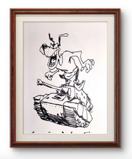 Aleph Original Art Dog 14x11 Abstract Expressionist Painting Gallery Paper