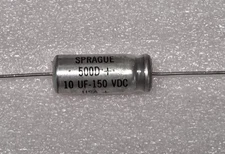 5 pcs  Sprague 500D+ - 10uF  150V  Capacitor -Axial Aluminum Electrolytic NOS