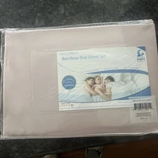 Hotel Sheets Direct Bamboo 3 PC Set Twin XL Flat, Fitted, Pillowcase Light Pink