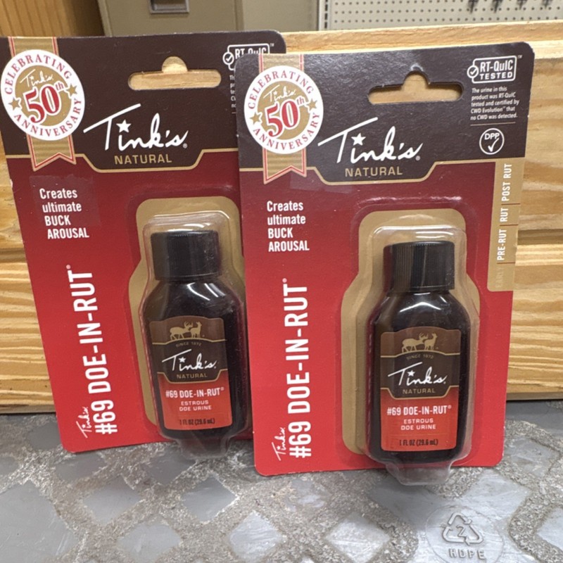 Tink's #69 DOE-IN-RUT Deer Lure RT-QuIC Tested Attractant Pack of 2