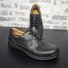 NWOB Ecco 44 Mens Black Leather Walking Shoes Lace Up Shock Point Technology 11M