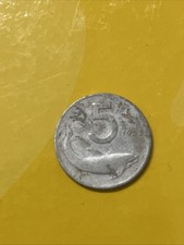 Moneta 5 Lire Delfino del 1952 Repubblica Italiana . Molto Rara.