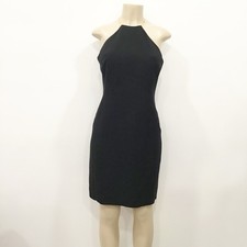 Vintage Jones New York Shift Dress Little Black Dress Gold Straps SZ 6 Y2K