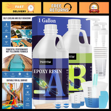 Crystal Clear Epoxy Resin Kit 1 Gallon - Self-Leveling, High-Gloss, No Yellowing
