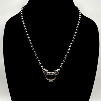 DEFECTIVE Joseph Esposito Onyx  Amber Sterling Silver Pendant on Beaded  G3D