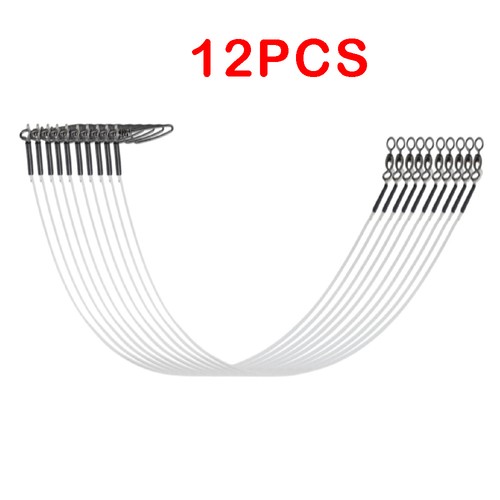 12PCS Fishing Fluorocarbon Leader Line with Crane Swivel and Snaps 20-80lbs NEW - Picture 1 of 17