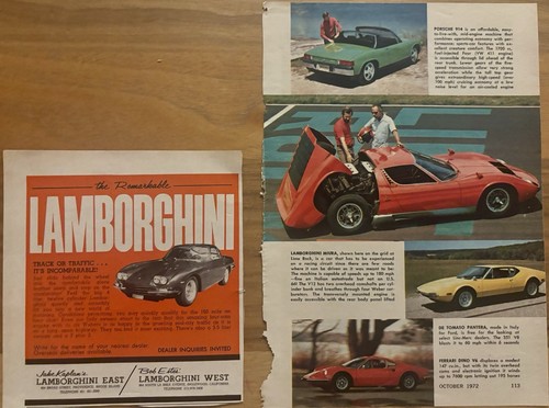 1960s-1970s Vintage Lamborghini Advertisements - Lot of 2