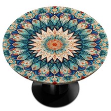 Ethnic Mandala Round Fitted Tablecloth Indian Mandala Round Table Cover with ...