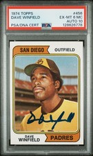 1974 Topps #456 Dave Winfield HOF RC AUTO PSA 6 DNA 10