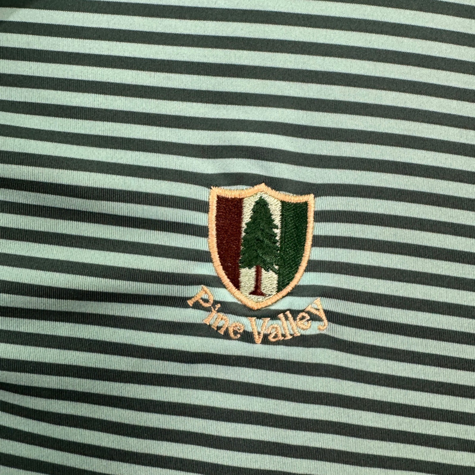 Peter Millar Summer Comfort Pine Valley Golf Polo Shirt Mens Large Green Stripe