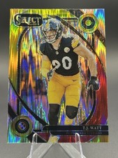 TJ Watt 2024 Panini Select #294 Club Level Yellow & Red Shock Prizm 