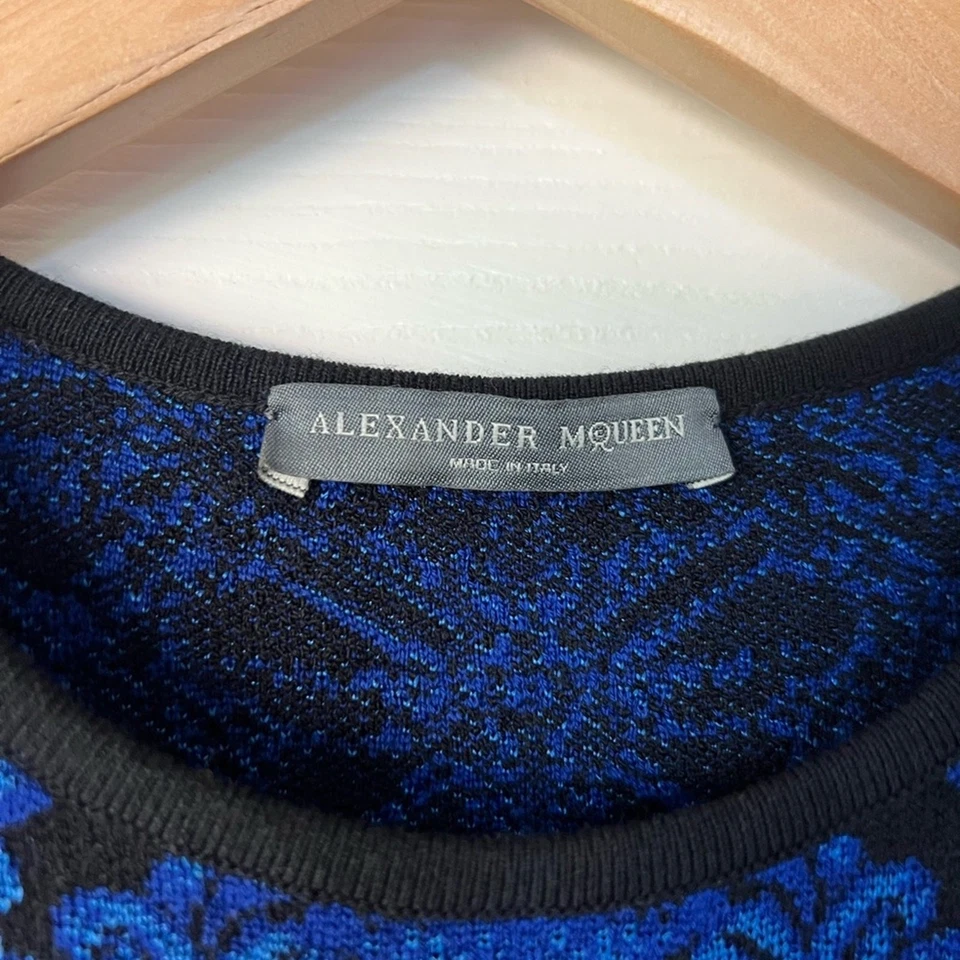 Mini Vestido Alexander McQueen Lana Azul/Negro Pequeño Foto 2 de 4