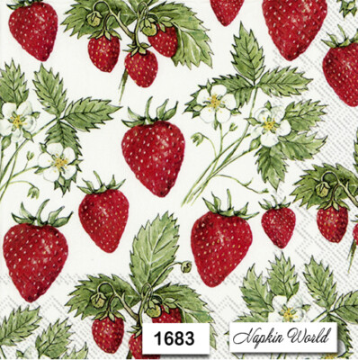 (1683) TWO Individual Paper LUNCHEON Decoupage Napkins - STRAWBERRIES FRUIT
