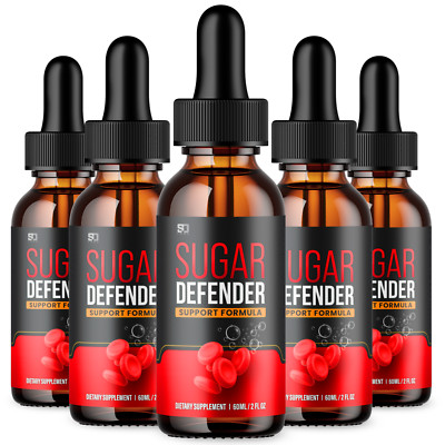 (5 Pack) Sugar Defender, Sugar Defender Blood Sugar Support Supplement (10oz)