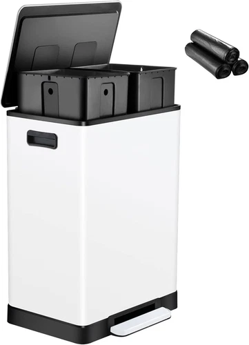 Bathroom Step On Trash Can 16 Gallon Stainless Steel Kitchen Garbage Bin Dustbin