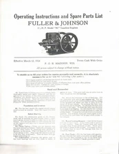 Fuller & Johnson 3 1/2 hp Model NC Gas Engine Motor Book