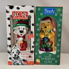 2 - Santa's Best European Style Glass Mouth Blown Ornaments Disney