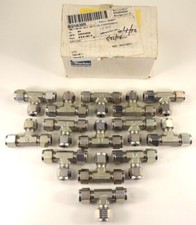 Box Of 14 Parker 6-6-6 JBZ-S, CPI, Single Ferrule, 3/8 Inch Tube Union Tees, NEW