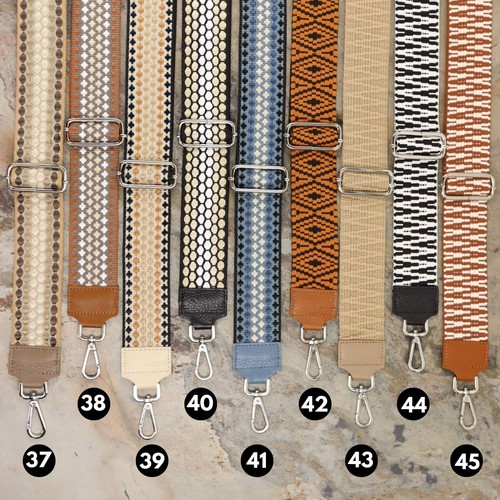 Verstellbarer Breit Leder Stoff Schulterriemen Gemusterter Taschenriemen Schwarz - Bild 42 von 71