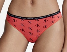 CALVIN KLEIN CK One Cotton Logo Print Red Black Bikini Panty Womens Sz L 7 XL 8