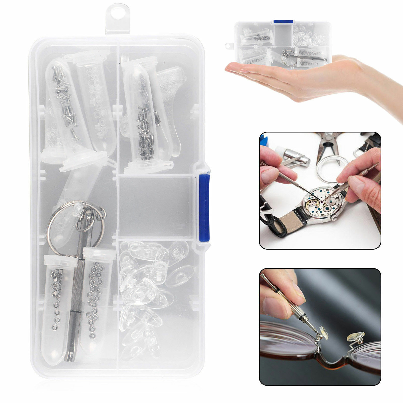 Durable Eyeglasses Repair Tool Screw Nose Pad Nut Optical Assortment Kit Set