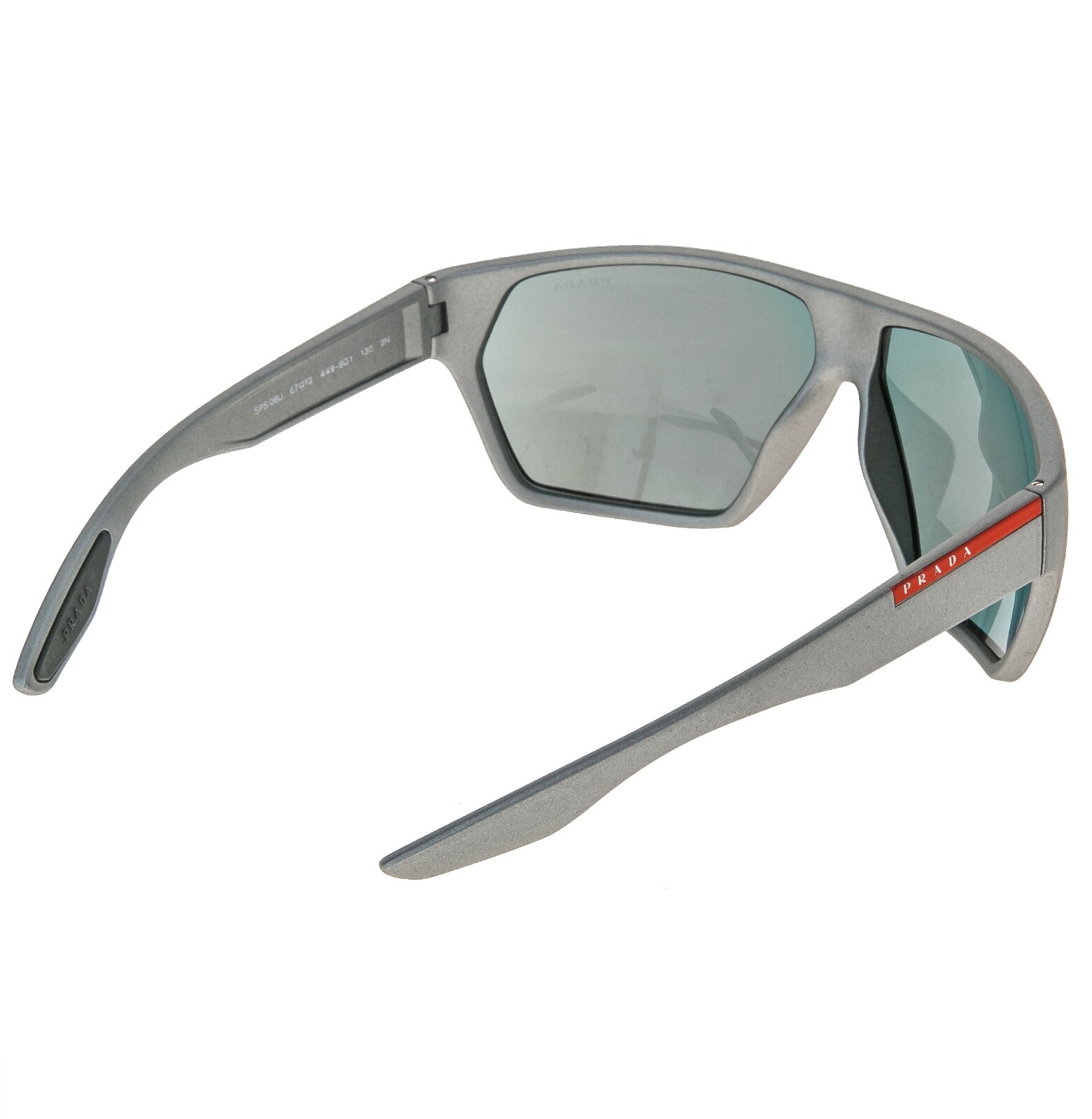 PRADA LINEA ROSSA ACTIVE 08U Silver Red Mirrored Sport Sunglasses PS08US Wrap image 7