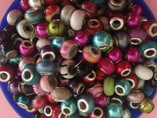 100 ACRYLIC EUROPEAN BEADS SPACERS CHARMS JEWELRY MAKING BRACELETS BIG HOLE
