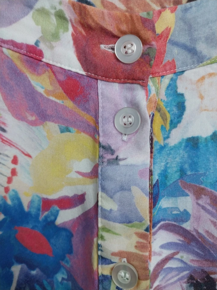 Falda Maxi H&M para Mujeres 2 Multicolor Floral Botón Frontal Plisado A-Line Sin Forro Foto 3 de 4