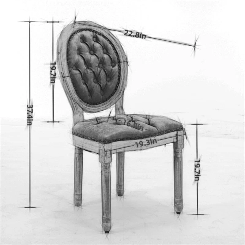 Juego de 2 sillas de comedor tapizadas de cuero PU de madera maciza French Country naranja Foto 2 de 4