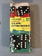 VINTAGE 1950s Halsam Double Six Club Dominoes Set No. 100 whole set Of 28