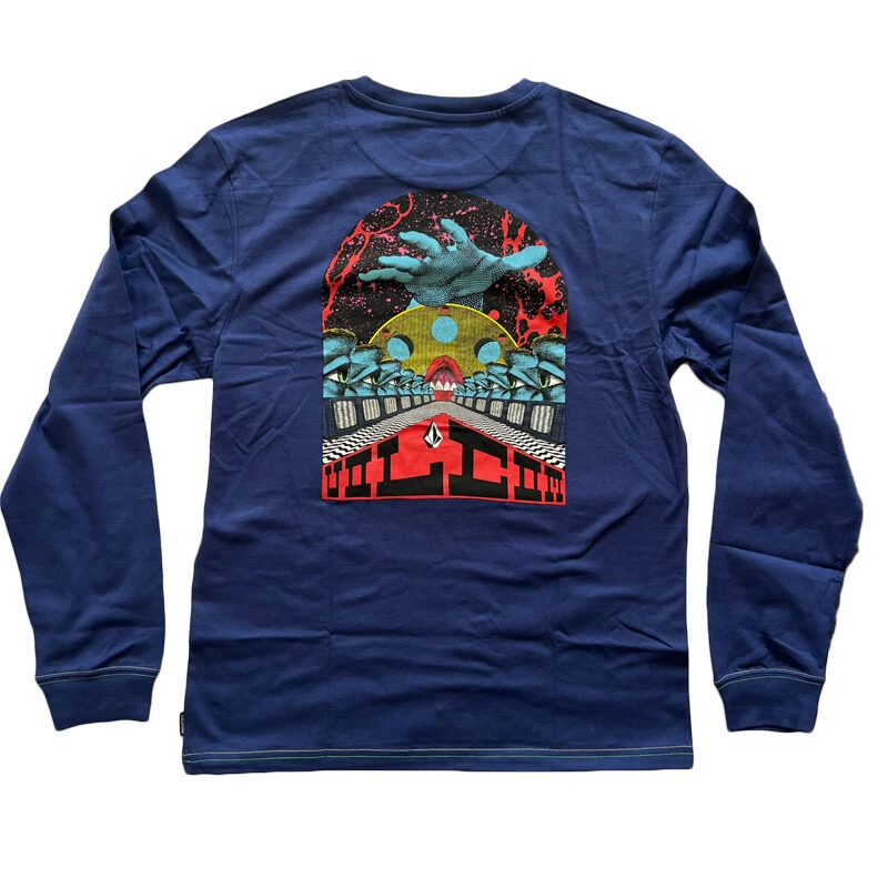 Volcom Elzo Durt T-shirt Blueprint Tee Langarmshirt Bio Baumwolle Blau Herren - Bild 3 von 3