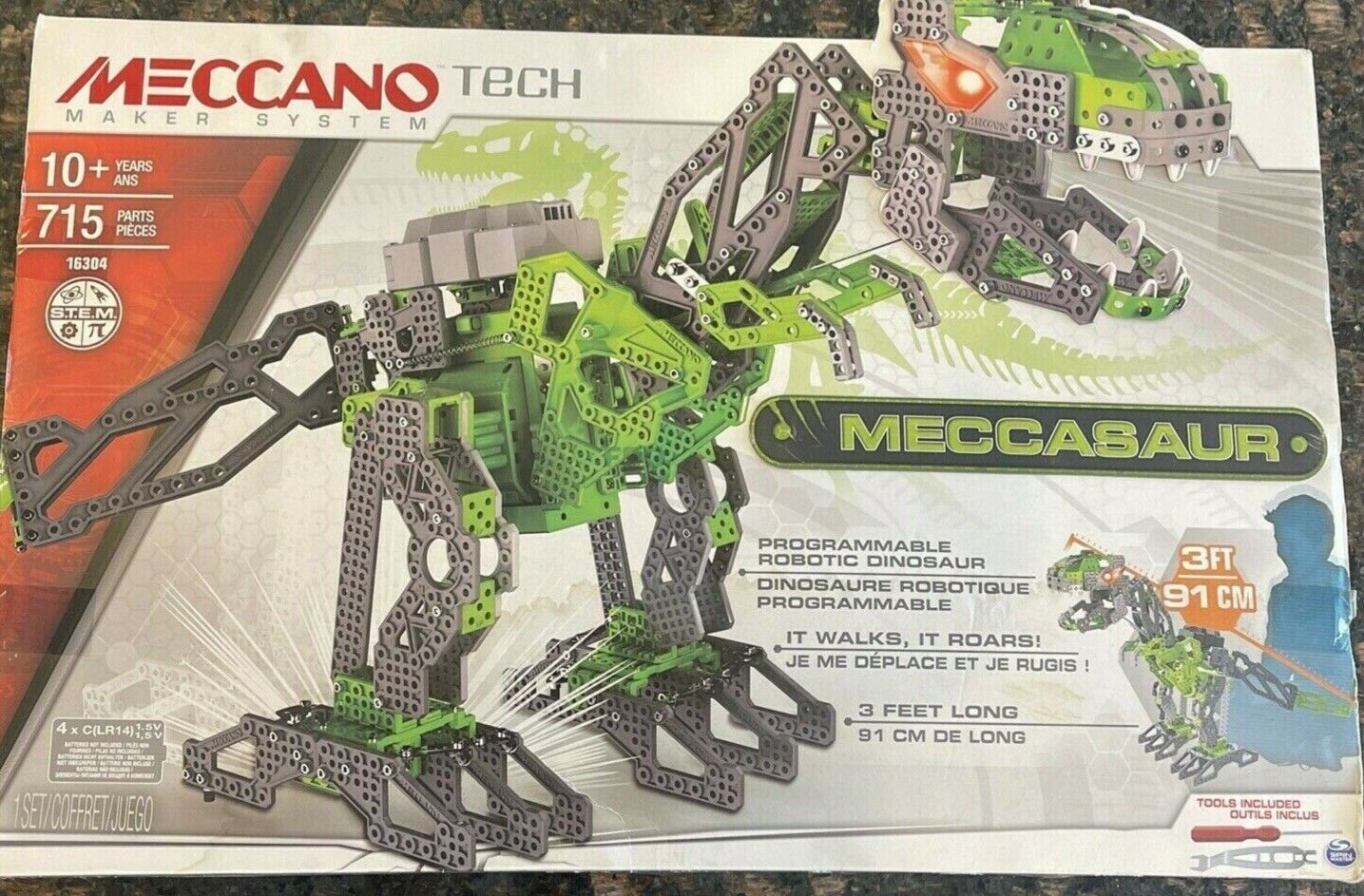  BRAND NEW! Meccano Tech 3' MECCASAUR 3 Foot Dinosaur Programmable Robotic..SALE