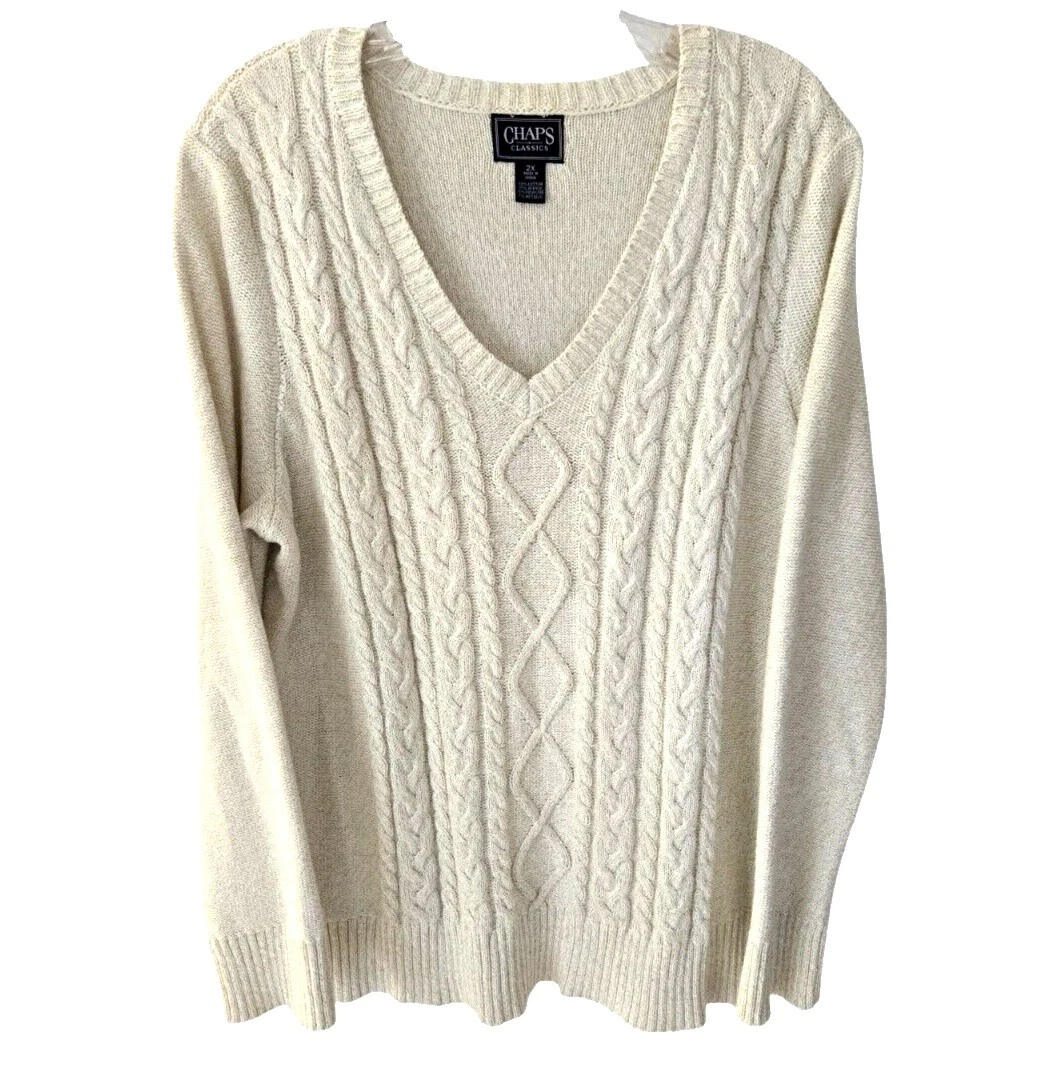 Suéteres para mujer blanca de poliéster Chaps