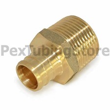 10 1" PEX x 1" Male NPT Threaded Adapters - Brass Crimp Fittings