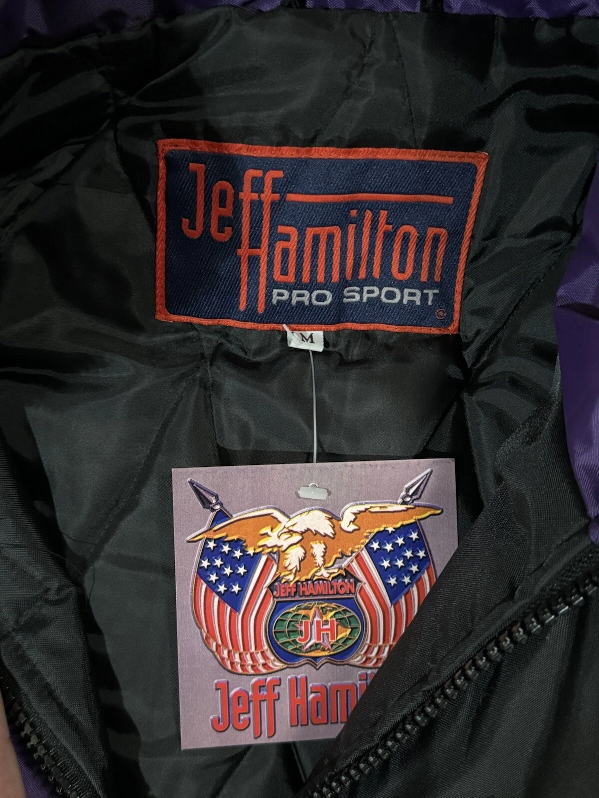Minnesota Vikings Jeff Hamilton football Vtg 90s Script 3D Sport Jacket Hoodie Coat M