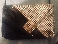 Vintage Black Gold And Silver Metal Mesh Clutch