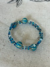 Polymer Clay Bead / Seed Bead Wrap Bracelet 23020 - Blue