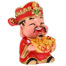 Chinese Style God of Wealth Figurine Fortune Décor Fortune Statue Desktop