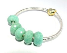 5 Pcs. Amazonite Gemstone Big Hole European Beads Fit In All Kind Popular Brands