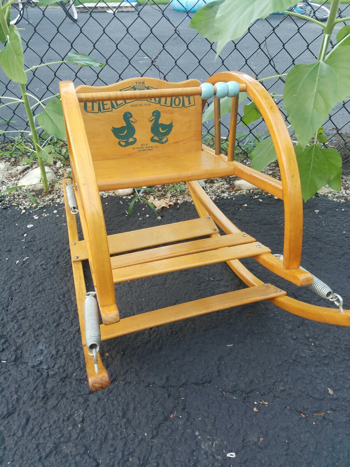 Teetertot wooden rocking toy, vintage nursery, vintage rocker, spring