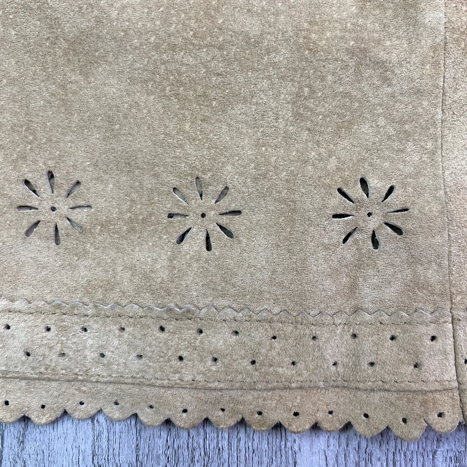 Falda Live A Little Woman 100 % cuero gamuza forrada cintura alta hasta la rodilla talla 8 Foto 3 de 4