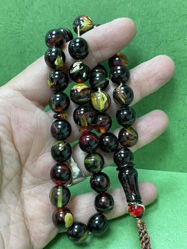 Unique Multi Color Faturan cherry amber bakelite islamic prayer 35 beads 39g R - Picture 7 of 15