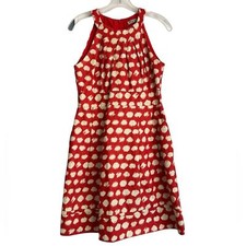 Eliza J. Dress Women Size 6P Orange Polka Dot Poppy Print Fit Flare no belt