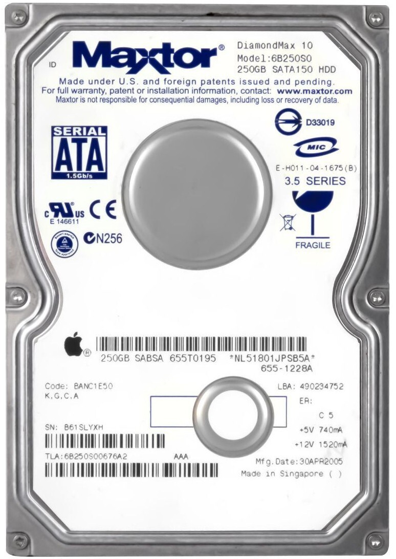 Maxtor DiamondMax 10 250GB,Internal,7200 RPM,8.89 cm (3.5